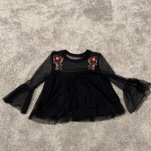Black Floral Embroidered Top